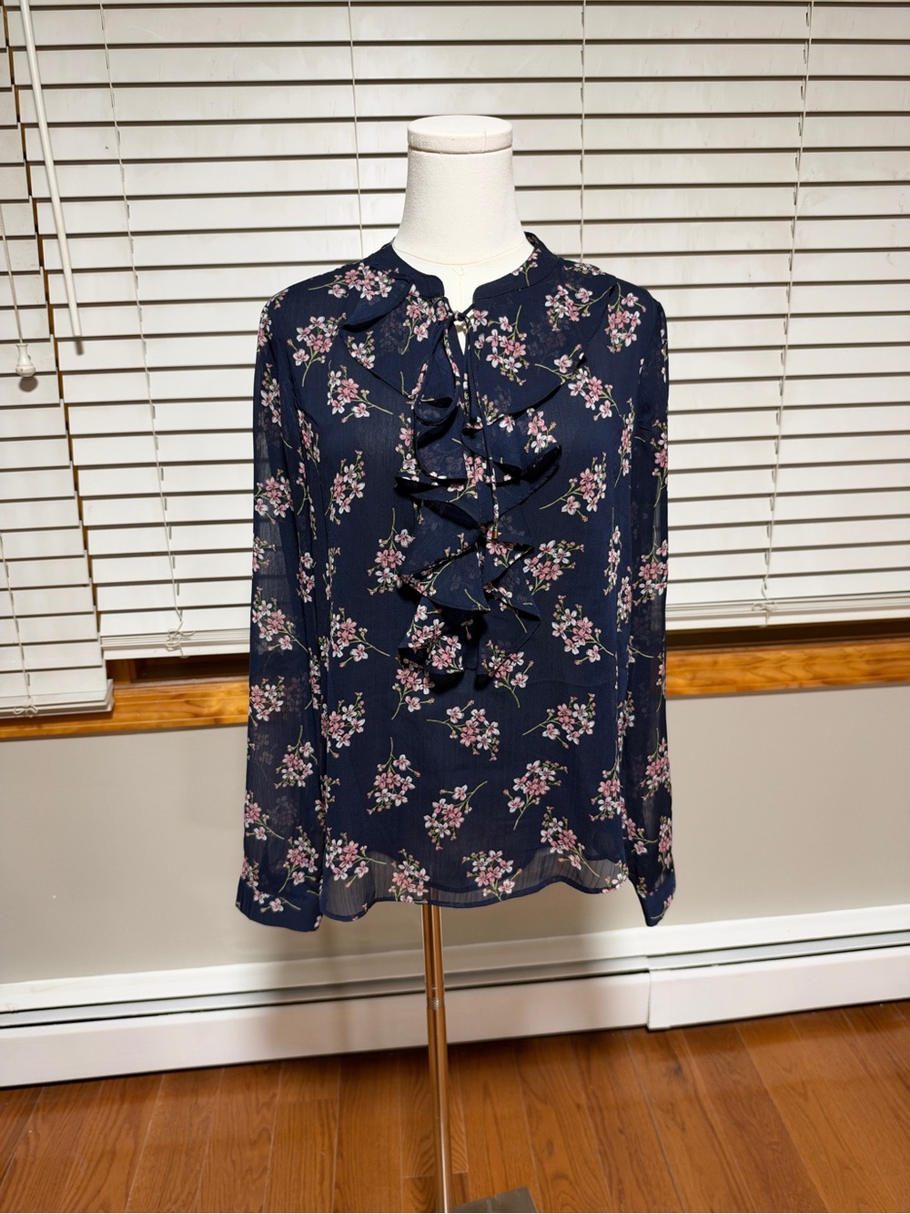 Tommy Hilfiger Navy Floral Ruffle Blouse